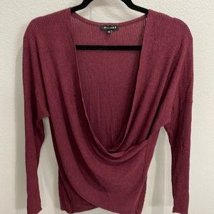 William B Ribbed Wrap-Look Top